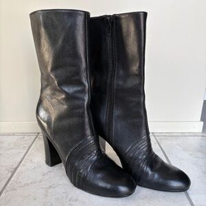 Zerion Genuine Leather Black Heeled Boots - Size 8